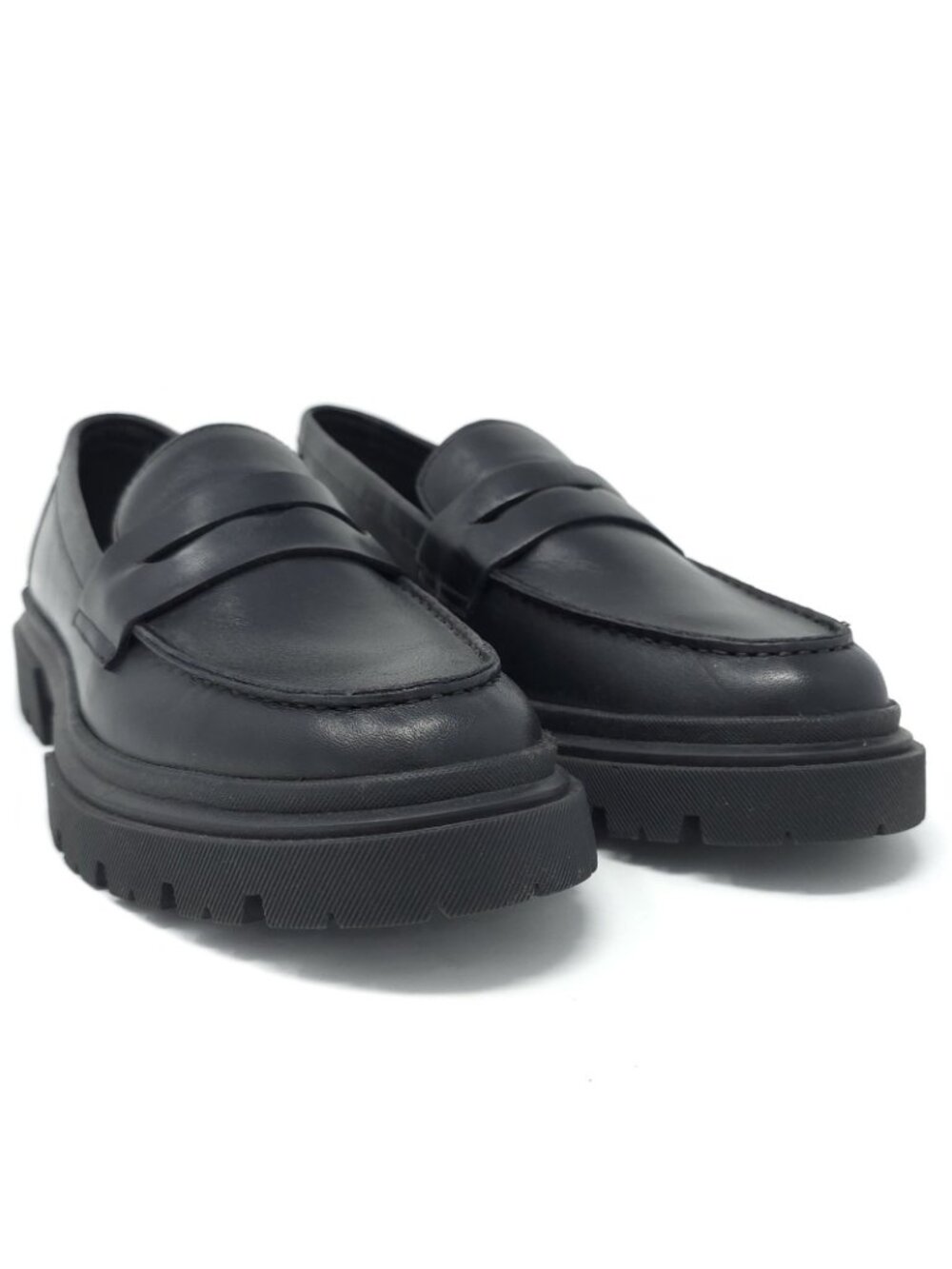New Steve Madden Akkron Black Leather Loafers Men’s 7.5M - Picture 2 of 9